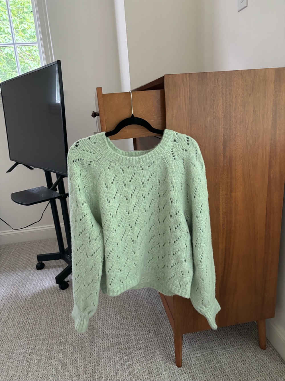 J. Crew Mint Green Pointelle Crewneck Sweater